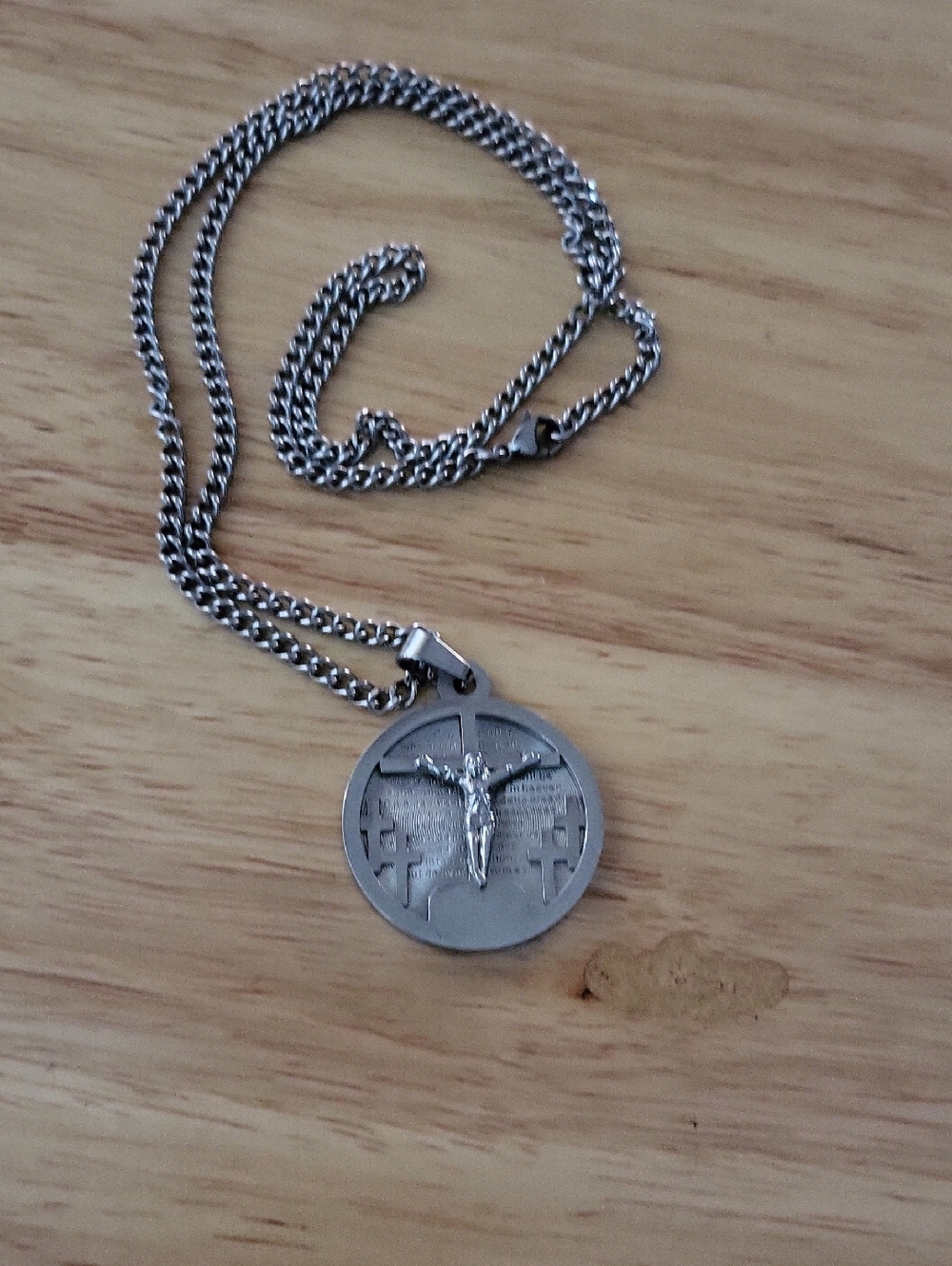 Men's Stainless Steel Crucifix Pendant Necklace - Silver